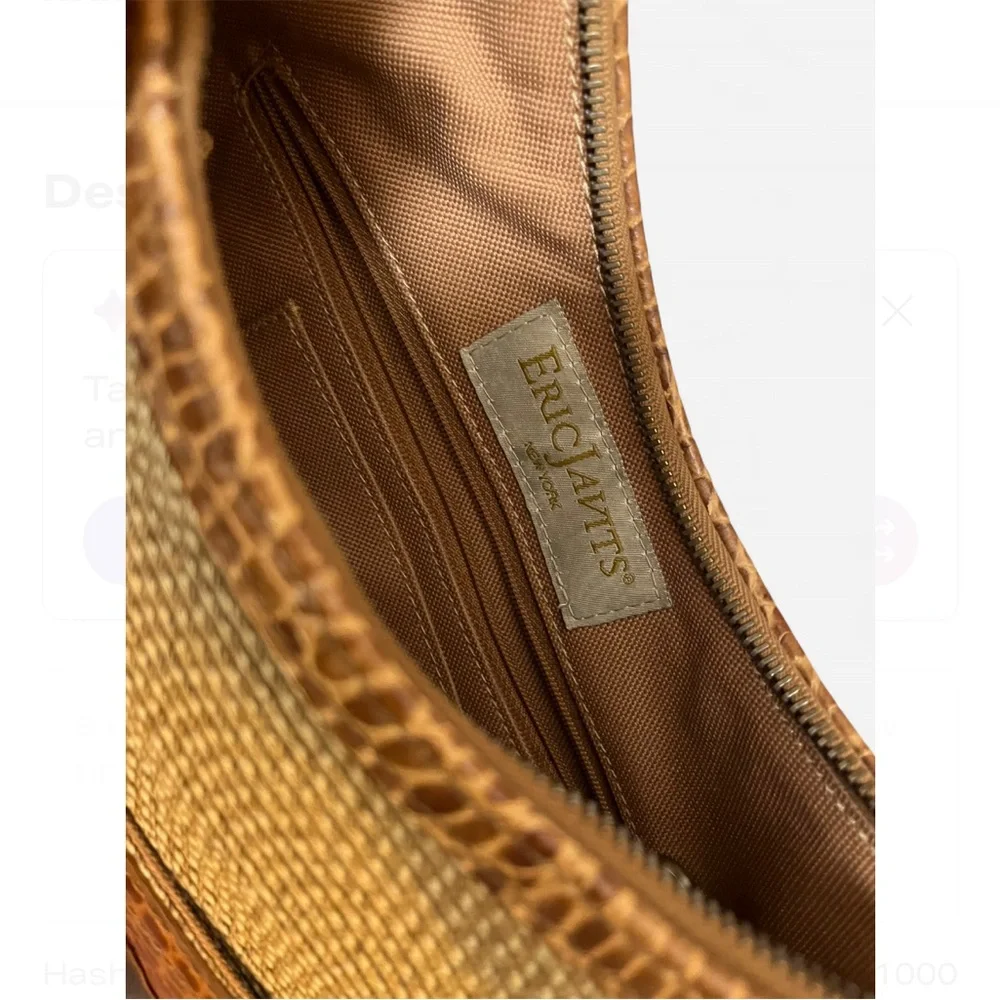 Eric Javits Woven Straw & Leather Hobo Bag Retro Boho